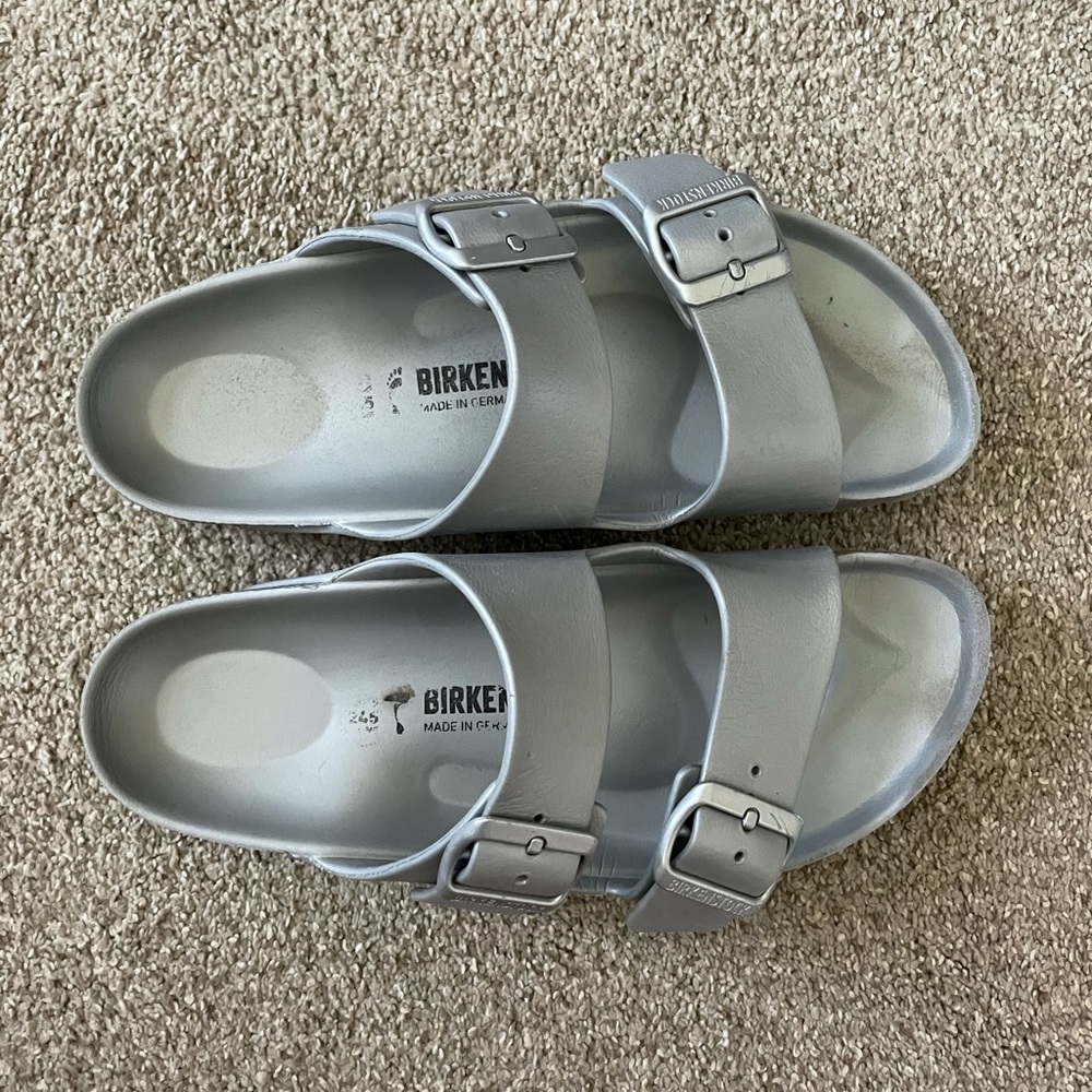 Silver/gray Birkenstock sandals